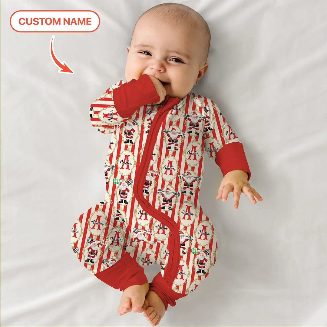 Custom Name Santa Stripes Convertible Zippy - Zumbamboo