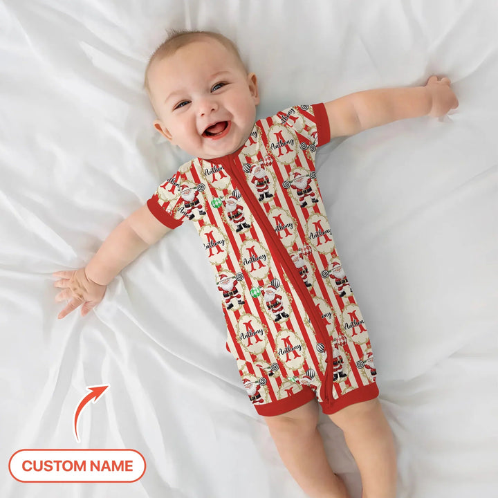 Custom Name Santa Stripes Shorty Zippy - Zumbamboo