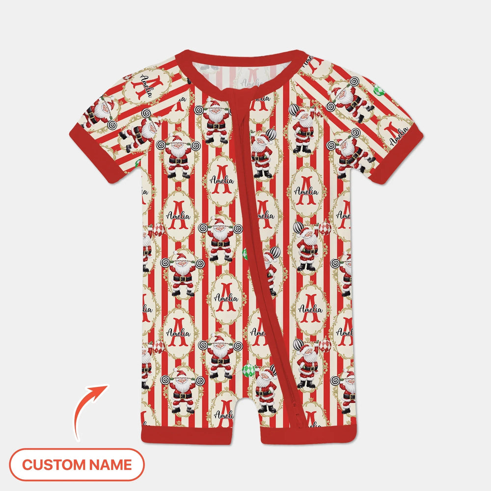 Custom Name Santa Stripes Shorty Zippy - Zumbamboo