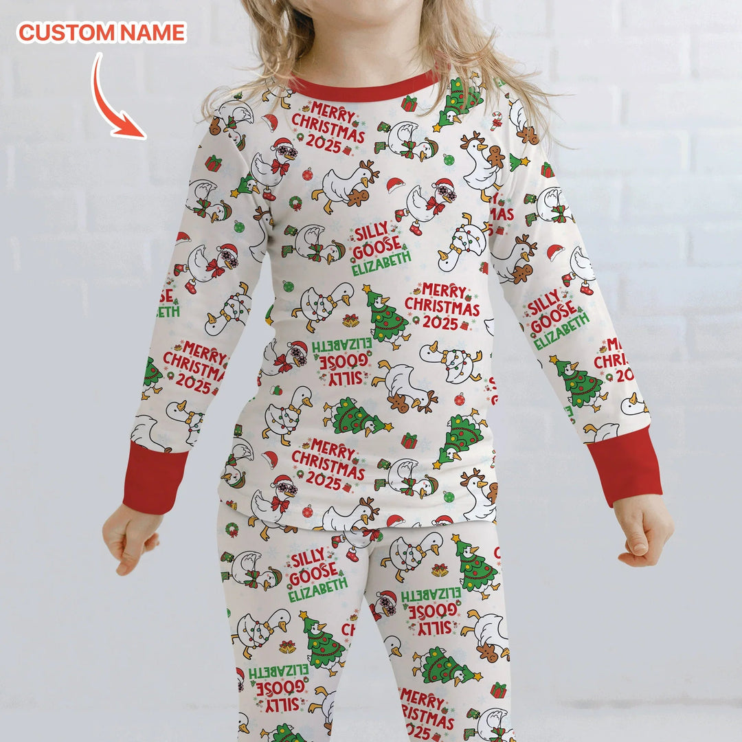 Custom Name "Silly Goose" Two Piece Long Sleeve Pajama Set , Custom Name "Silly Goose" Two Piece Long Sleeve Pajama Set - 12-18M