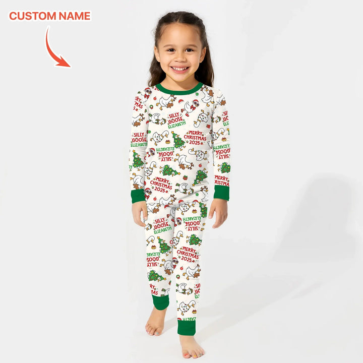 Custom Name "Silly Goose" Two Piece Long Sleeve Pajama Set , Custom Name "Silly Goose" Two Piece Long Sleeve Pajama Set - 12-18M