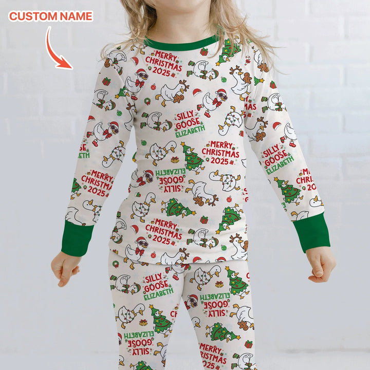 Custom Name "Silly Goose" Two Piece Long Sleeve Pajama Set , Custom Name "Silly Goose" Two Piece Long Sleeve Pajama Set - 12-18M