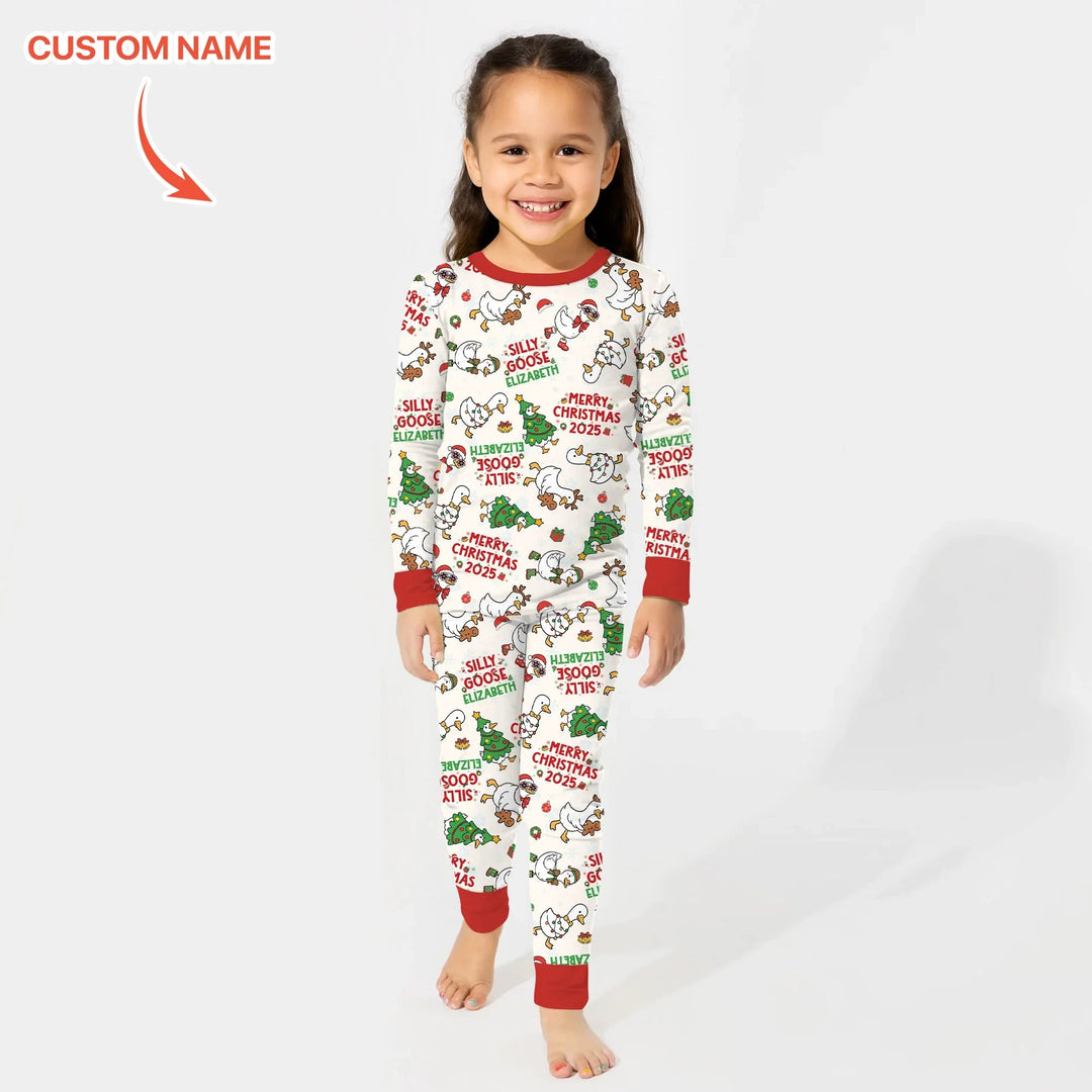 Custom Name "Silly Goose" Two Piece Long Sleeve Pajama Set , Custom Name "Silly Goose" Two Piece Long Sleeve Pajama Set - 12-18M