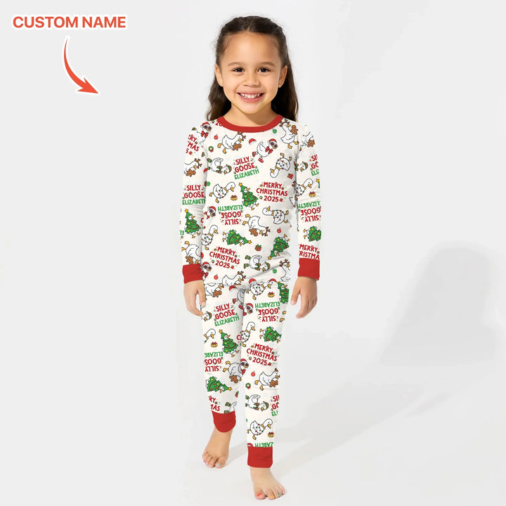 Custom Name "Silly Goose" Two Piece Long Sleeve Pajama Set , Custom Name "Silly Goose" Two Piece Long Sleeve Pajama Set - 12-18M