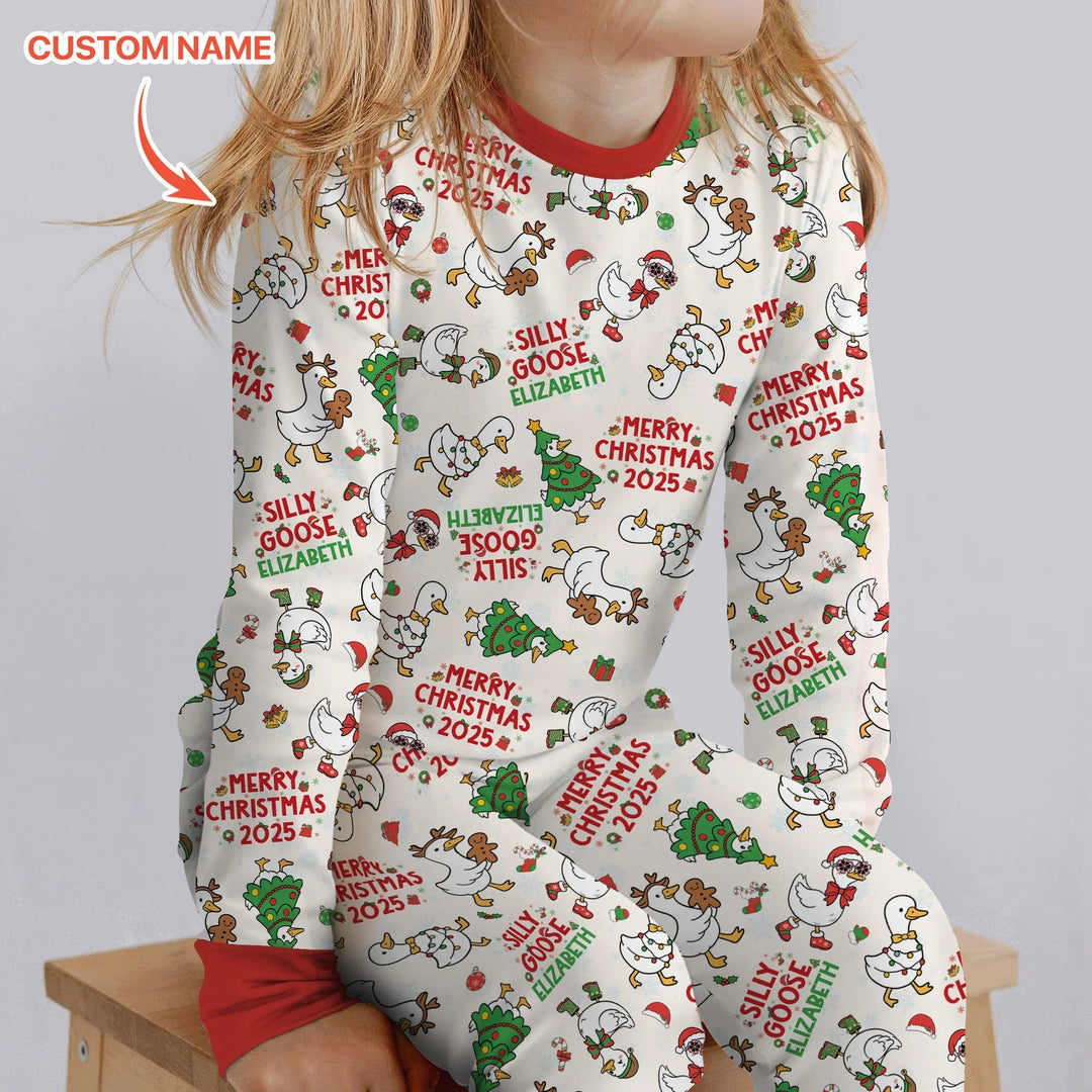Custom Name "Silly Goose" Two Piece Long Sleeve Pajama Set , Custom Name "Silly Goose" Two Piece Long Sleeve Pajama Set - 12-18M