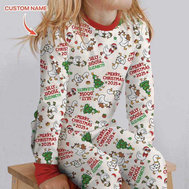 Custom Name "Silly Goose" Two Piece Long Sleeve Pajama Set , Custom Name "Silly Goose" Two Piece Long Sleeve Pajama Set - 12-18M