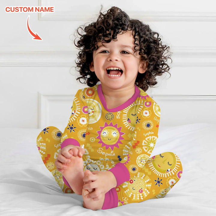 Custom Name Solar Dream Two Piece Long Sleeve Pajama Set - Zumbamboo