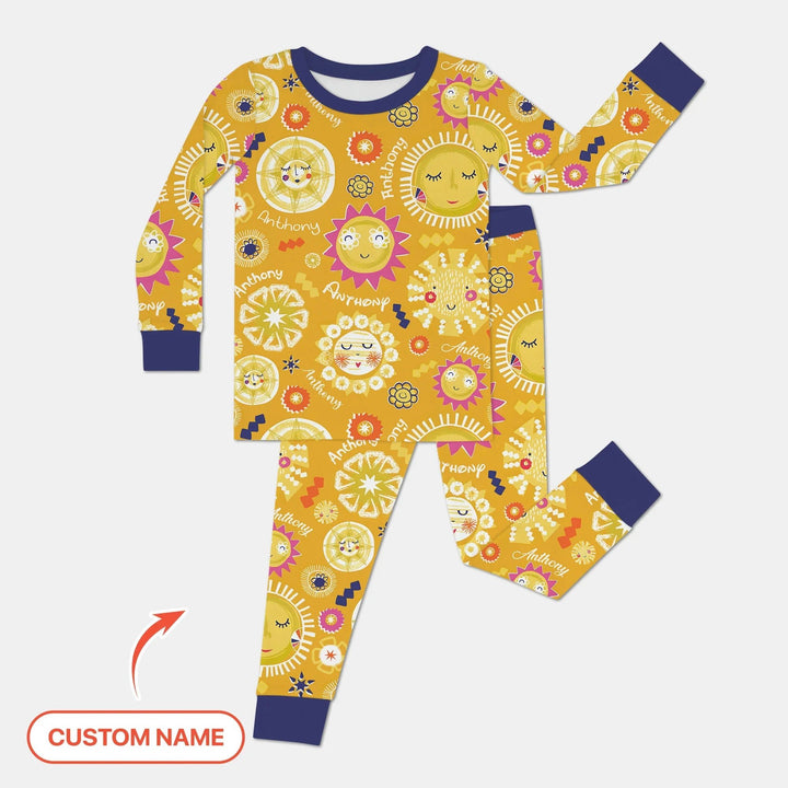 Custom Name Solar Dream Two Piece Long Sleeve Pajama Set - Zumbamboo
