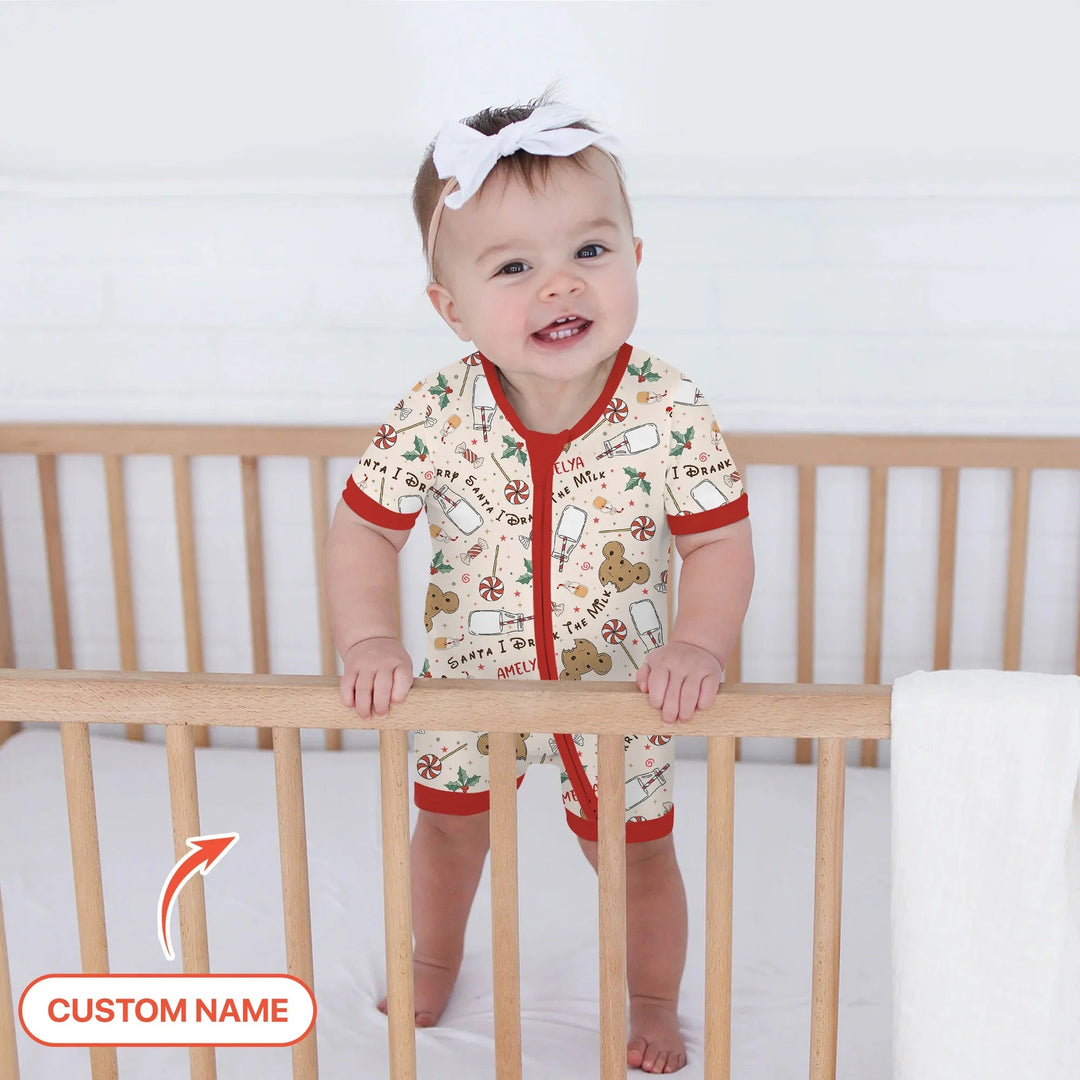 Custom Name Sorry Santa I Drank The Milk Shorty Zippy , Custom Name Sorry Santa I Drank The Milk Shorty Zippy - 0-3M