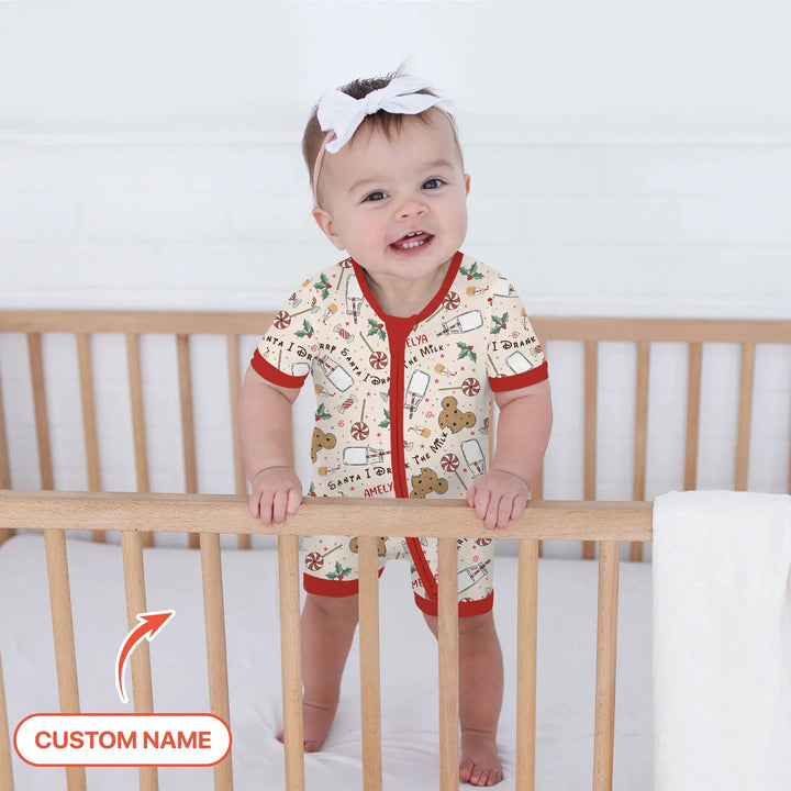 Custom Name Sorry Santa I Drank The Milk Shorty Zippy , Custom Name Sorry Santa I Drank The Milk Shorty Zippy - 0-3M