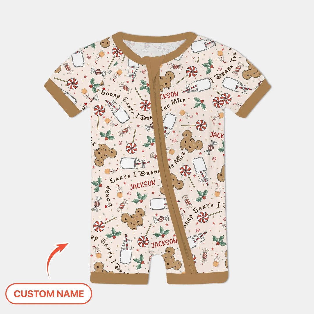 Custom Name Sorry Santa I Drank The Milk Shorty Zippy , Custom Name Sorry Santa I Drank The Milk Shorty Zippy - 0-3M