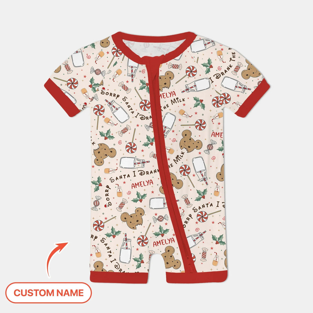 Custom Name Sorry Santa I Drank The Milk Shorty Zippy , Custom Name Sorry Santa I Drank The Milk Shorty Zippy - 0-3M