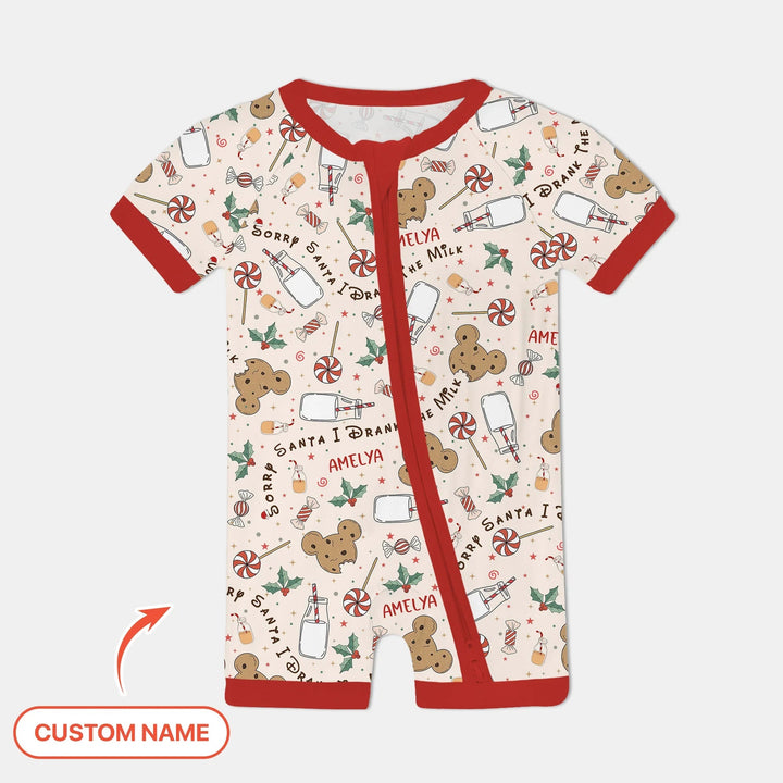 Custom Name Sorry Santa I Drank The Milk Shorty Zippy , Custom Name Sorry Santa I Drank The Milk Shorty Zippy - 0-3M