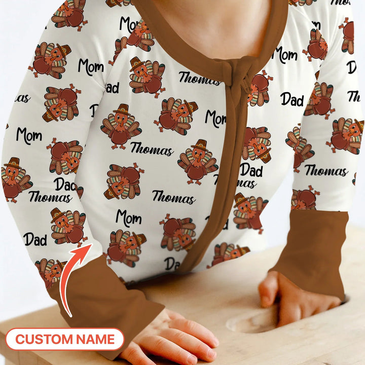 Custom Name Thanksgiving Family Matching Convertible Zippy - Zumbamboo
