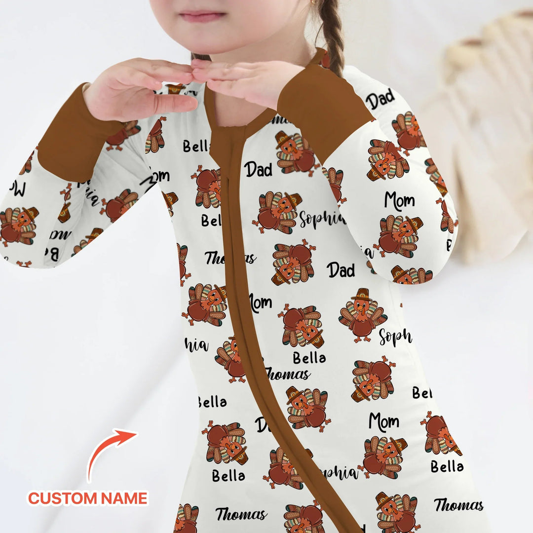 Custom Name Thanksgiving Family Matching Convertible Zippy - Zumbamboo
