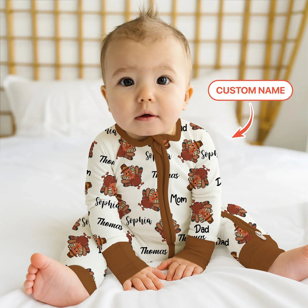 Custom Name Thanksgiving Family Matching Convertible Zippy - Zumbamboo