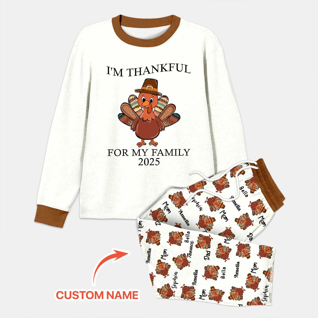 Custom Name Thanksgiving Family Matching Men's Pajama Set - Zumbamboo