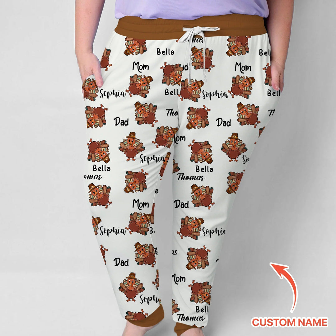 Custom Name Thanksgiving Family Matching Women Pajama Set - Zumbamboo