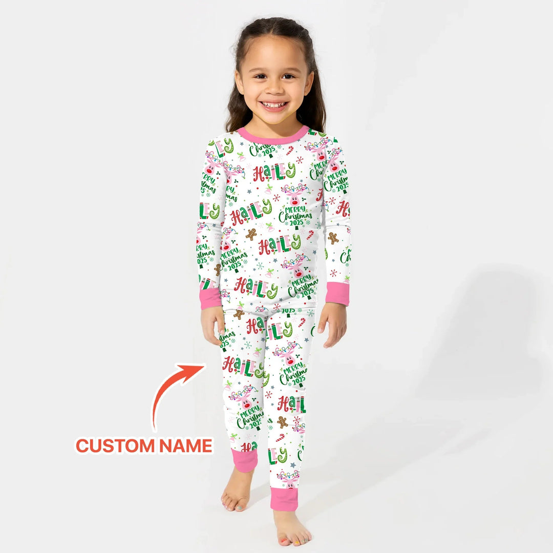 Custom Name "Whimsical Little Things" Two Piece Long Sleeve Pajama Set - Zumbamboo