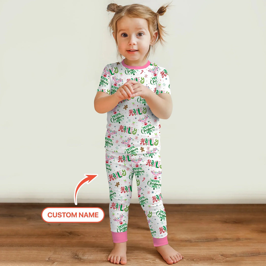 Custom Name "Whimsical Little Things" Two Piece Short Sleeve Pajama Set - Zumbamboo