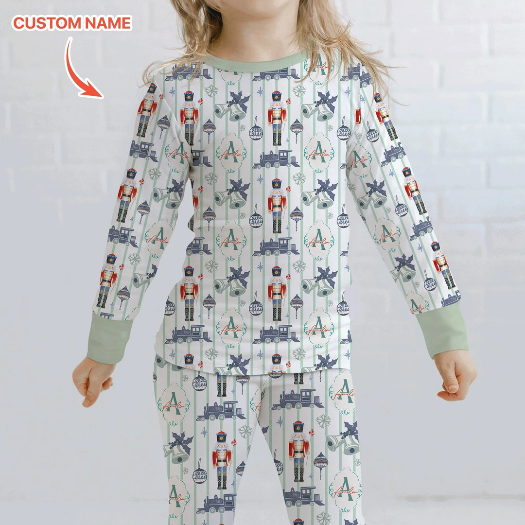 Custom Nutcracker Medium Blue Two Piece Long Sleeve Pajama Set - Zumbamboo