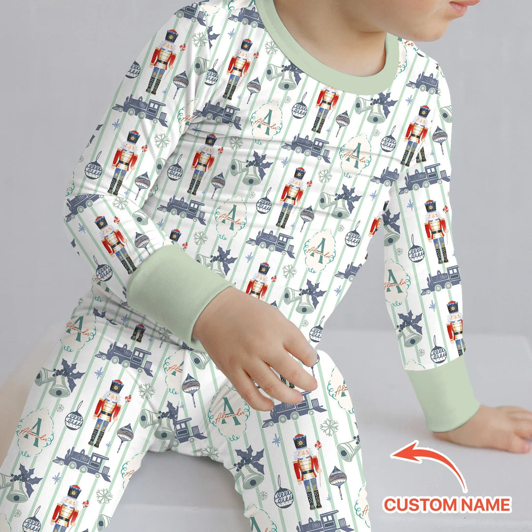 Custom Nutcracker Medium Blue Two Piece Long Sleeve Pajama Set - Zumbamboo