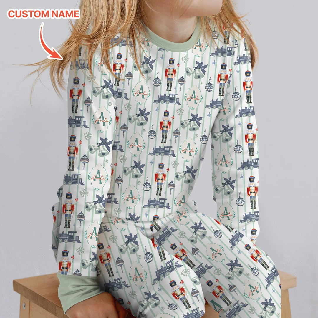 Custom Nutcracker Medium Blue Two Piece Long Sleeve Pajama Set - Zumbamboo