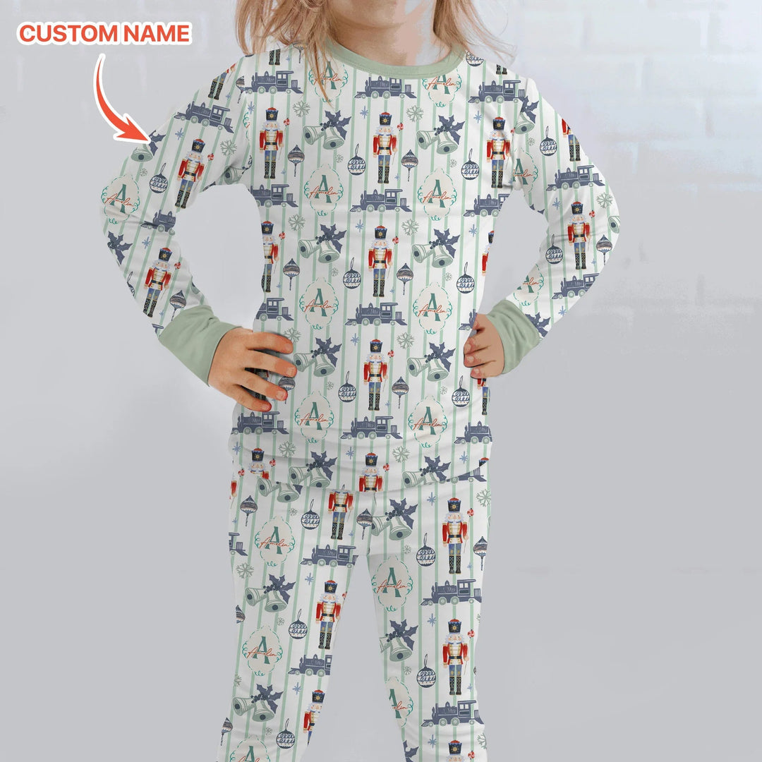 Custom Nutcracker Medium Blue Two Piece Long Sleeve Pajama Set - Zumbamboo