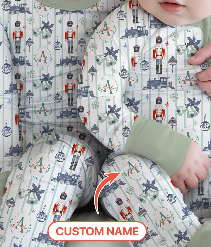 Custom Nutcracker Medium Blue Two Piece Long Sleeve Pajama Set - Zumbamboo