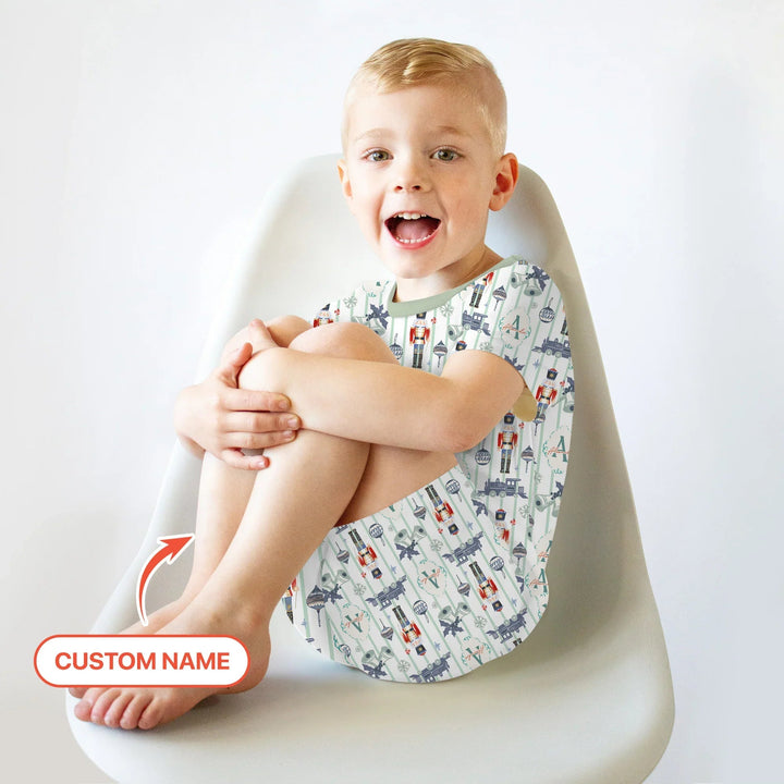 Custom Nutcracker Medium Blue Two Piece Short Sleeve Shorts Pajama Set , Custom Nutcracker Medium Blue Two Piece Short Sleeve Shorts Pajama Set - 12-18M