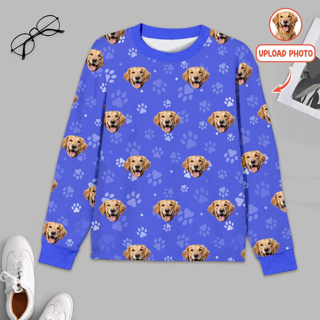 Custom Pet Face Photo Men's Pajama Set For Christmas - Zumbamboo