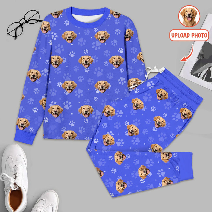 Custom Pet Face Photo Men's Pajama Set For Christmas - Zumbamboo