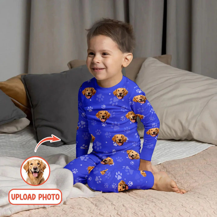 Custom Pet Face Photo Two Piece Long Sleeve Pajama Set For Christmas - Zumbamboo