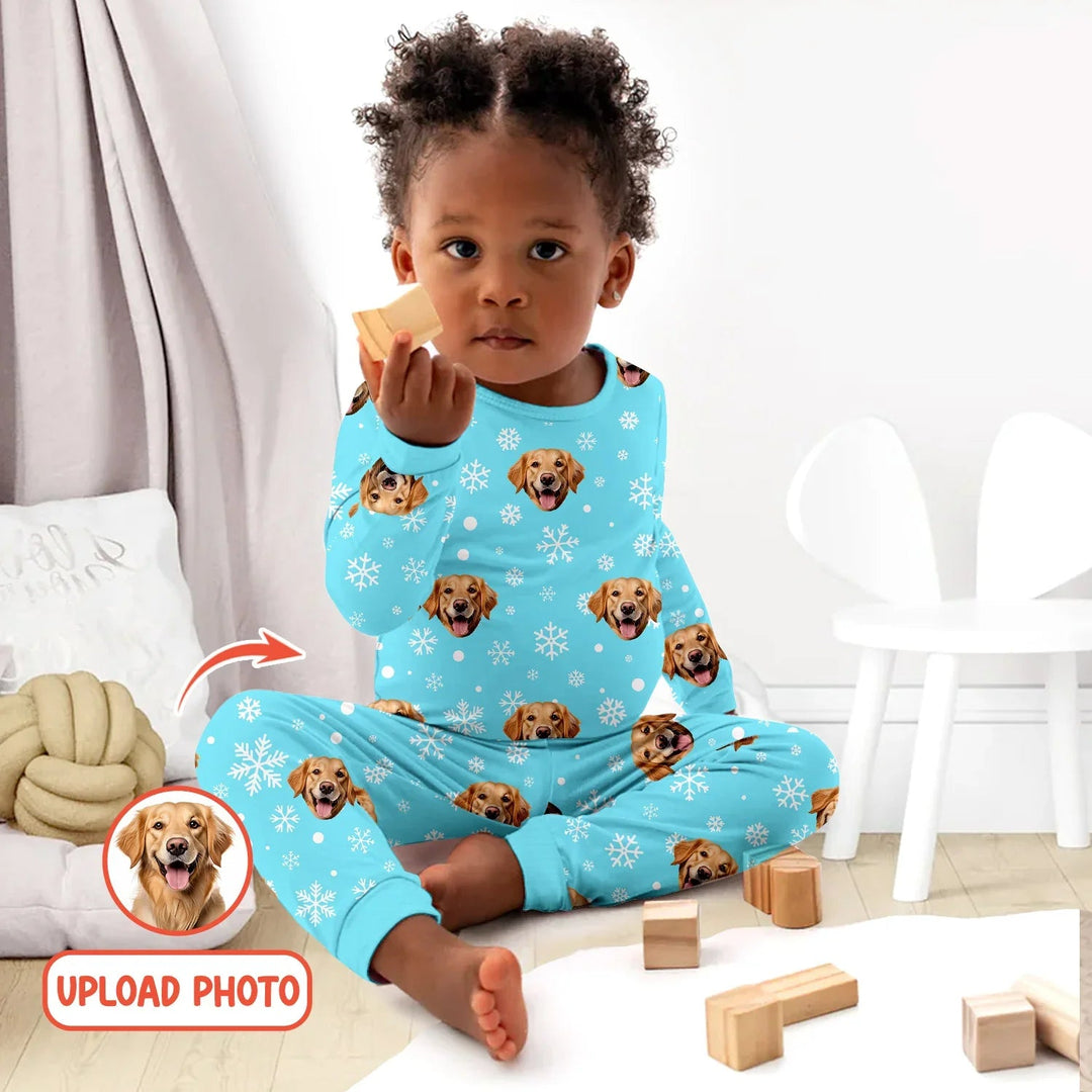 Custom Pet Face Photo Two Piece Long Sleeve Pajama Set For Christmas - Zumbamboo