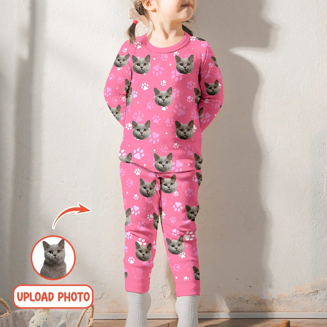 Custom Pet Face Photo Two Piece Long Sleeve Pajama Set For Christmas - Zumbamboo