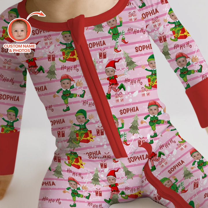 Custom Photo Baby Christmas Elf Convertible Zippy - Zumbamboo