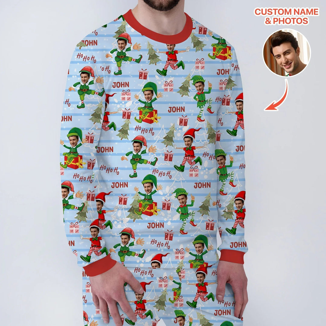 Custom Photo Baby Christmas Elf Men's Pajama Set - Zumbamboo