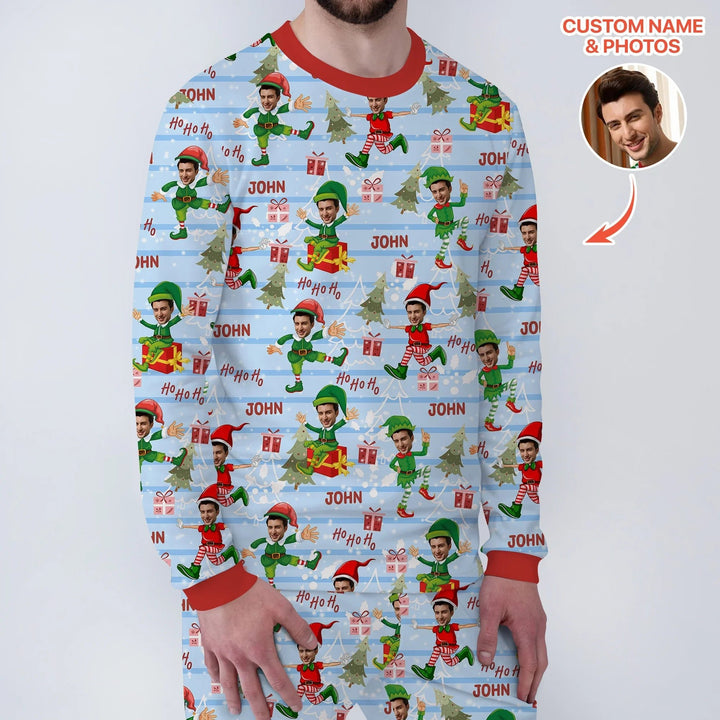 Custom Photo Baby Christmas Elf Men's Pajama Set - Zumbamboo