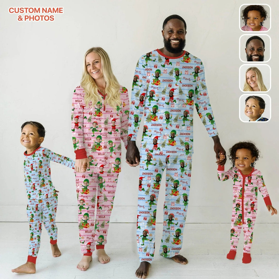 Custom Photo Baby Christmas Elf Men's Pajama Set - Zumbamboo