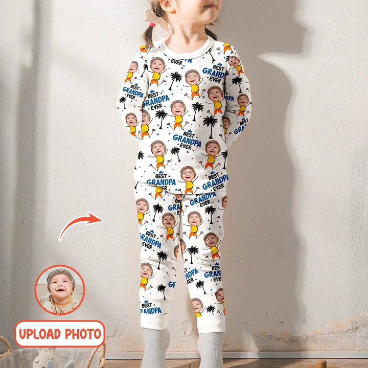 Custom Photo Best Dad Grandpa Eve Two Piece Long Sleeve Pajama Set For Christmas - Zumbamboo