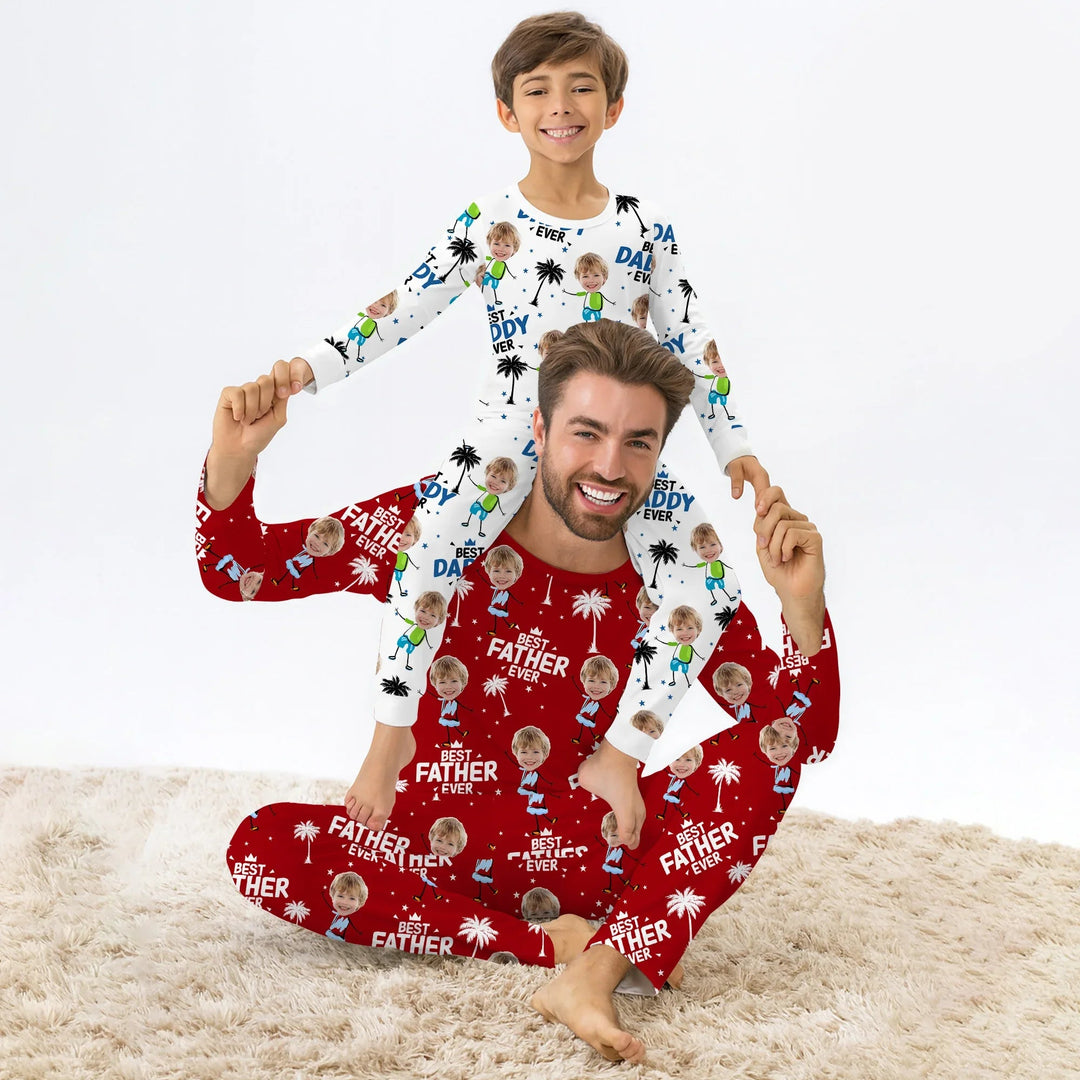 Custom Photo Best Dad Grandpa Ever Men's Pajama Set For Christmas - Zumbamboo