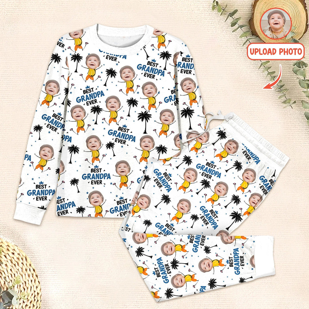 Custom Photo Best Dad Grandpa Ever Men's Pajama Set For Christmas - Zumbamboo