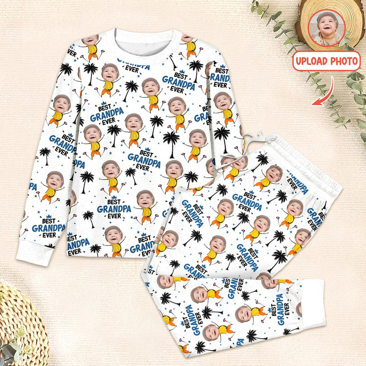 Custom Photo Best Dad Grandpa Ever Men's Pajama Set For Christmas - Zumbamboo