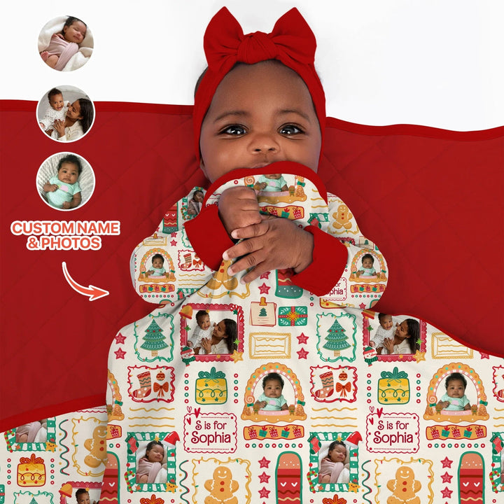 Custom Photo Christmas Frame Custom Name Quilt Blanket , Custom Photo Christmas Frame Custom Name Quilt Blanket - 1.0 TOG
