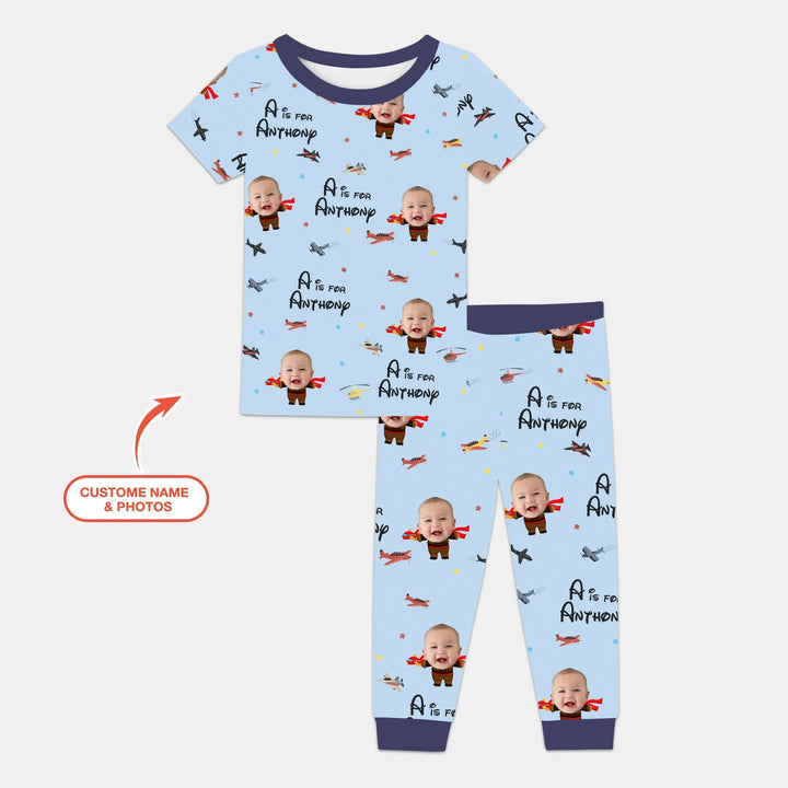 Custom Photo Face Dream Jobs Pilot Two Piece Short Sleeve Pajama Set - Zumbamboo