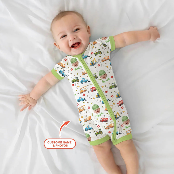 Custom Photo Little Construction Heroes Shorty Zippy , Custom Photo Little Construction Heroes Shorty Zippy - 0-3M