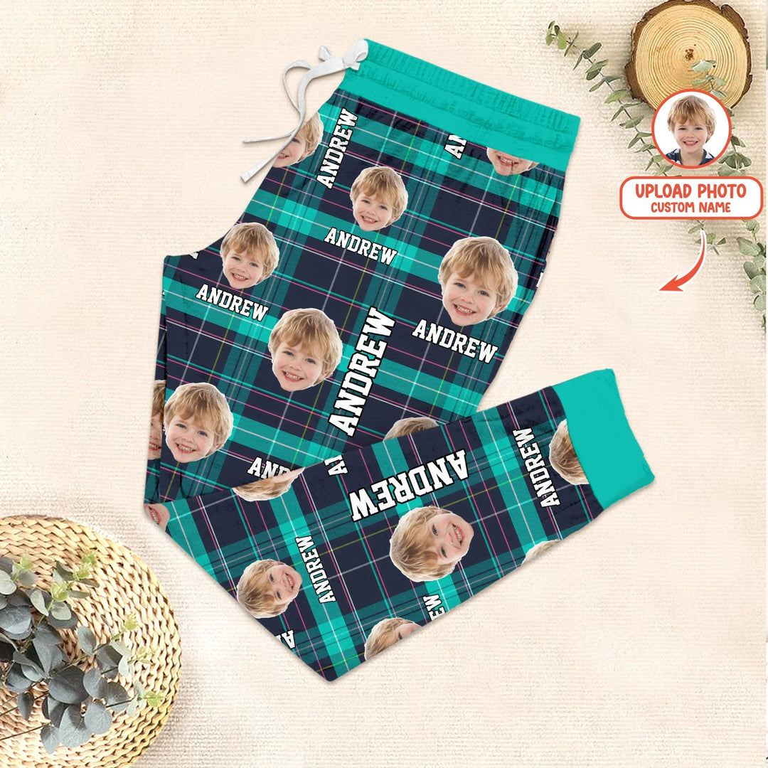 Custom Photo & Name Christmas Plaid Men Pajama Set - Zumbamboo