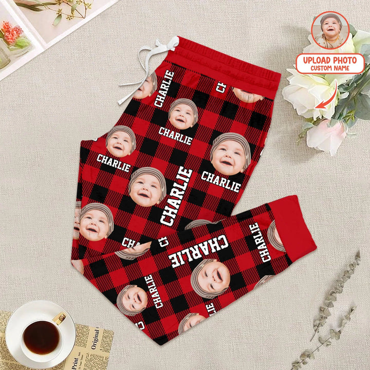 Custom Photo & Name Christmas Plaid Women Pajama Set - Zumbamboo