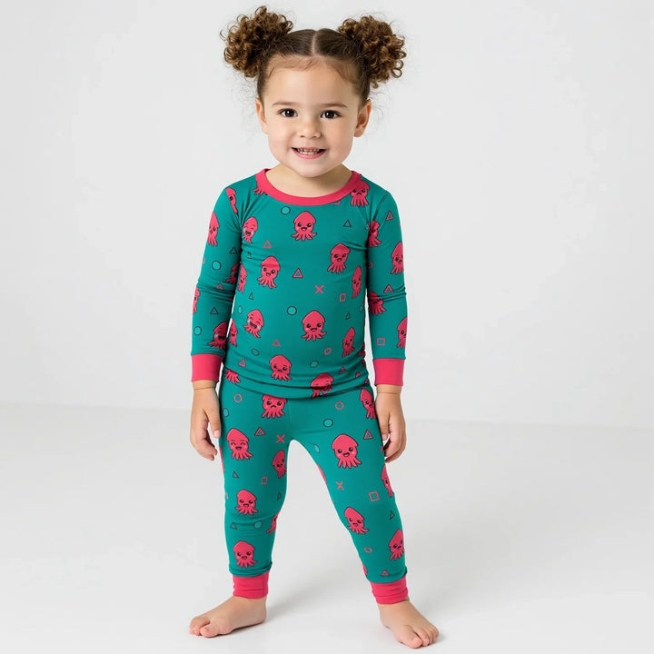 Cute Squid Two Piece Long Sleeve Pajama Set - Zumbamboo