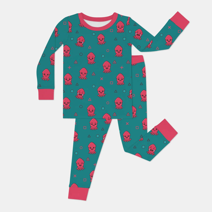 Cute Squid Two Piece Long Sleeve Pajama Set - Zumbamboo